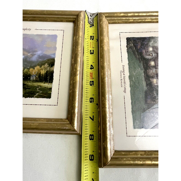 Vtg Thomas Kinkade Framed Print Simpler Times & Evening At Metritis Cot Set Of 2 - Picture 8 of 8